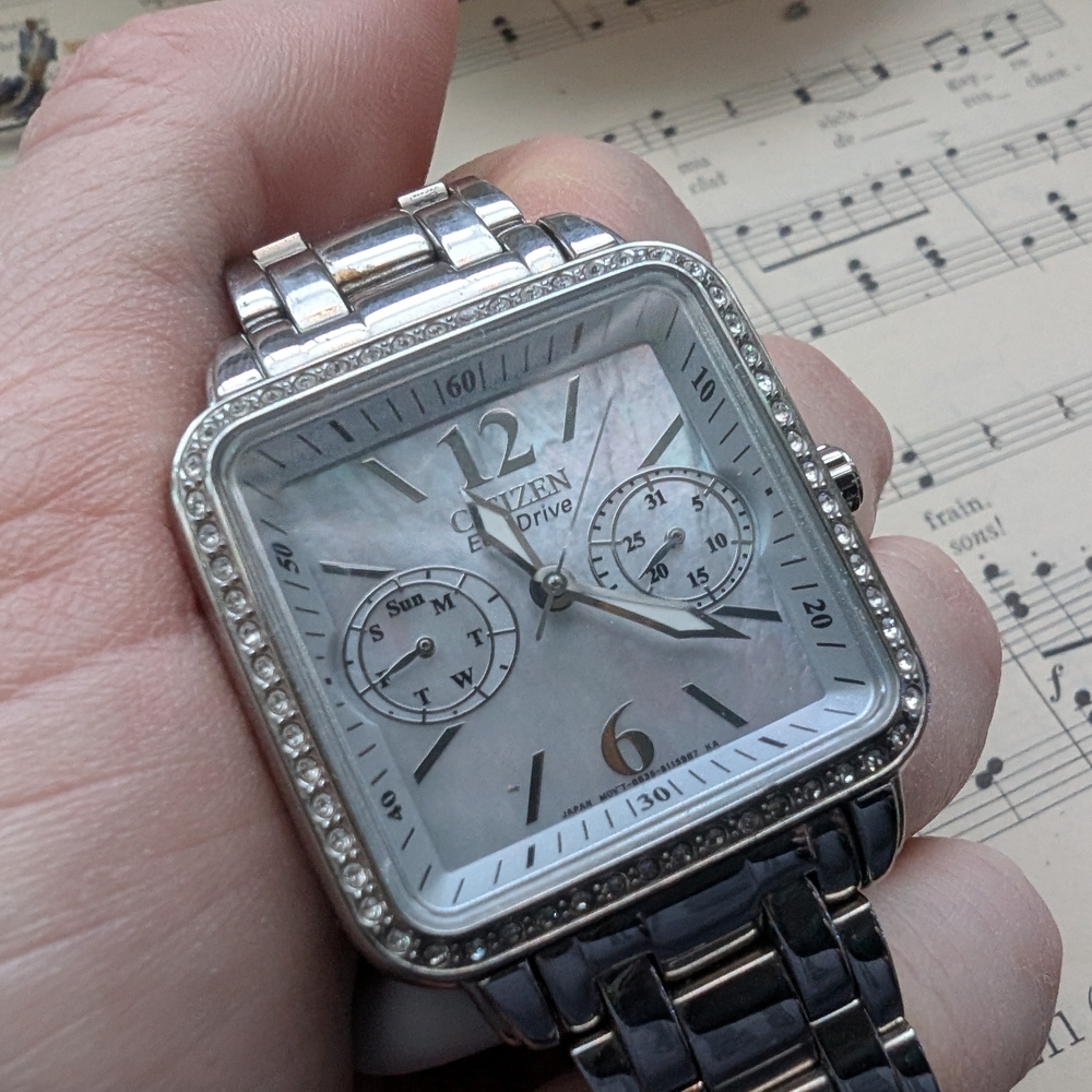 Citizen Mother Of Pearl Eco Drive Silver Square Watch - Picture 4 of 17